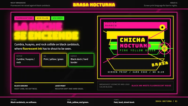 Peruvian Chicha Fluorescent Poster — design style preview