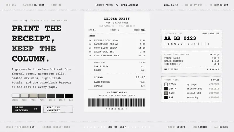 Thermal Receipt Mono — design style preview