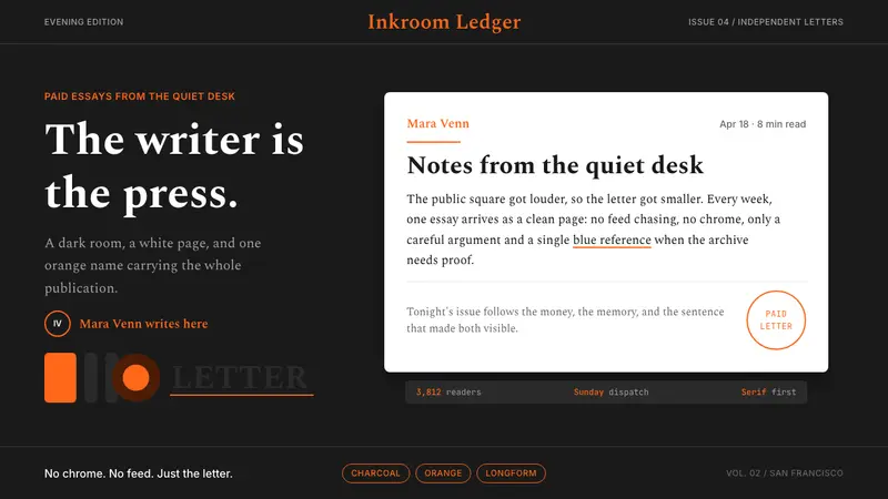 Substack Orange Newsletter — design style preview