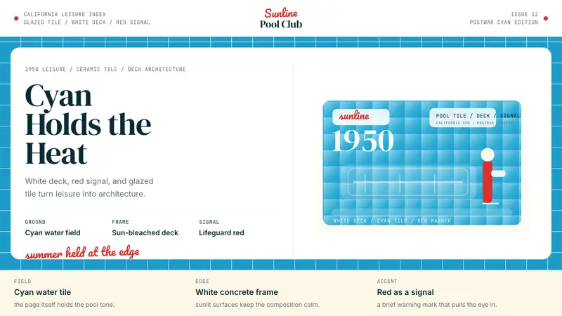Swimming Pool Vintage Cyan Tile (1950) — design style preview