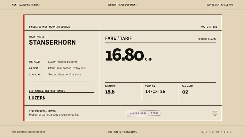 Alpine Funicular Ticket — design style preview