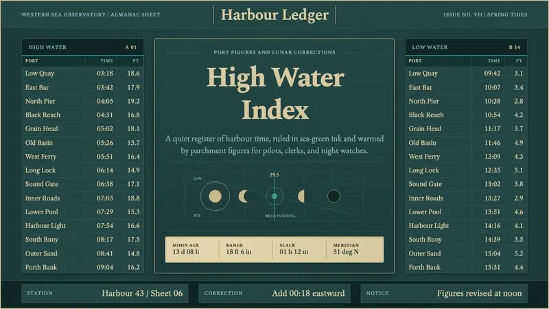 Tide Table Almanac — design style preview