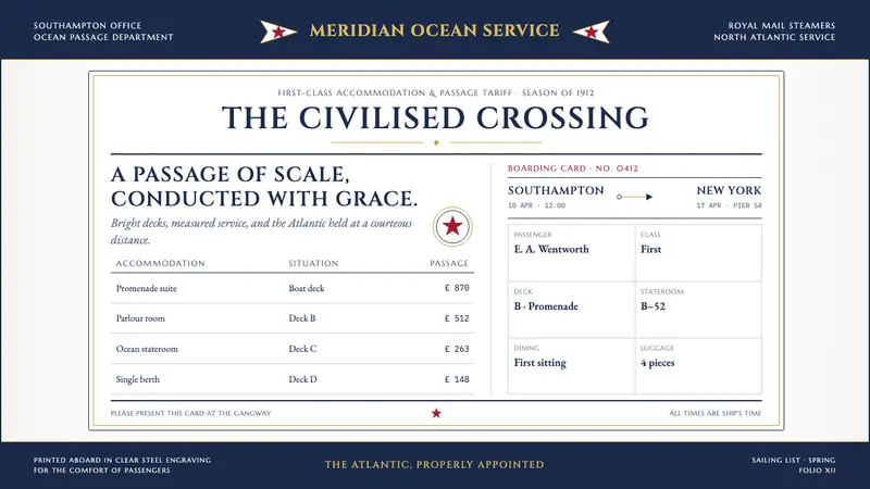 Titanic White Star Line (1912) — design style preview