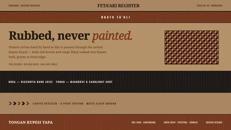 Tongan Kupesi Tapa — design style preview