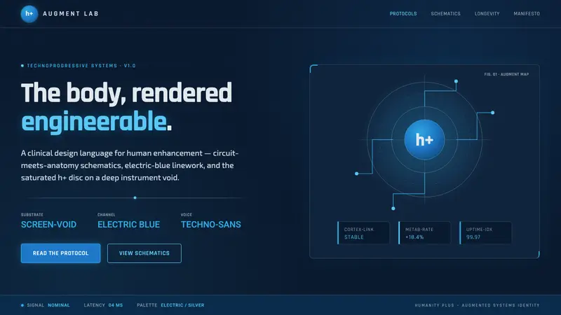 Transhumanism (H+) — design style preview