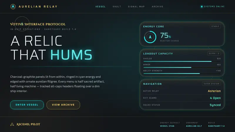 Warframe Orbiter UI — design style preview