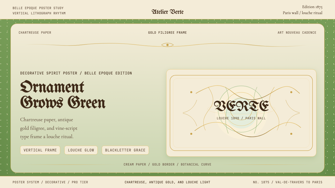 Absinthe Art Nouveau Green (1875) design style