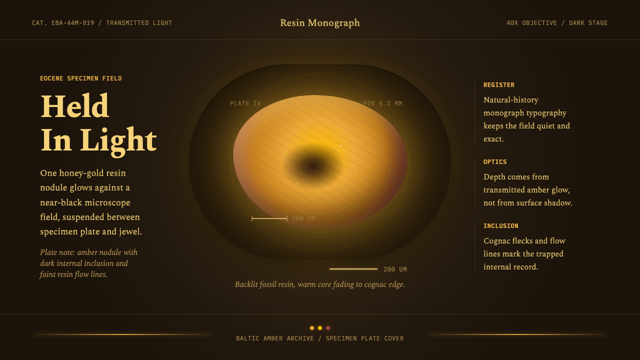 Amber Inclusion Specimen design style — example