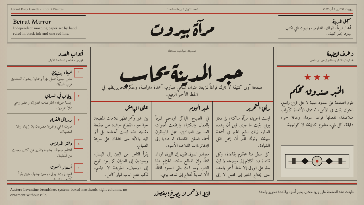 An-Nahar Beirut Press (1933) 设计风格示例