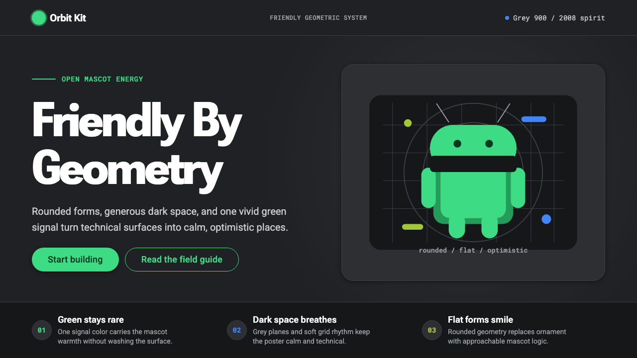Android Bugdroid Green design style — example