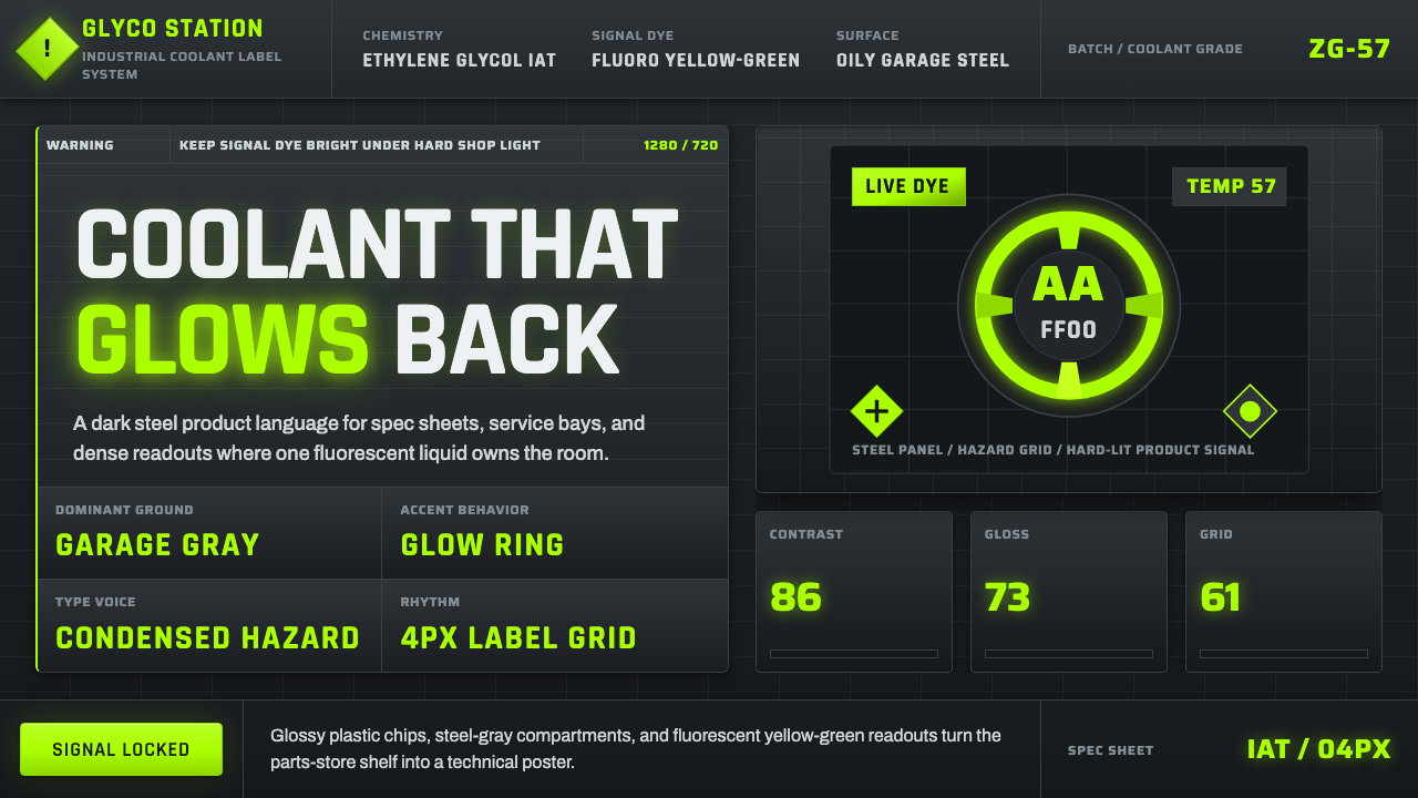 Fluorescent Antifreeze Green design style — example