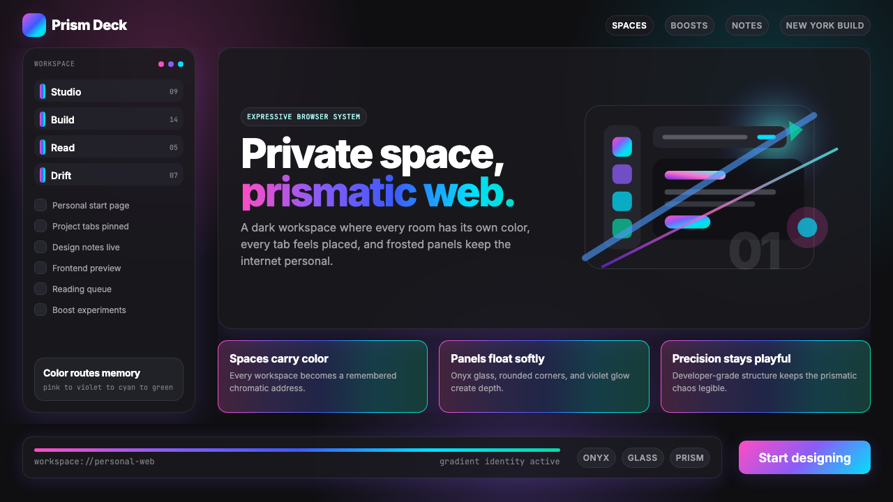 Arc Browser Prismatic (2023) design style — example