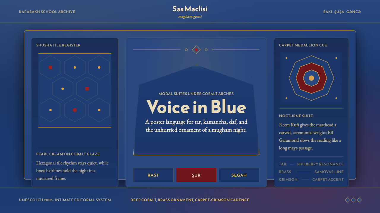 Azerbaijani Mugham Saz Blue design style