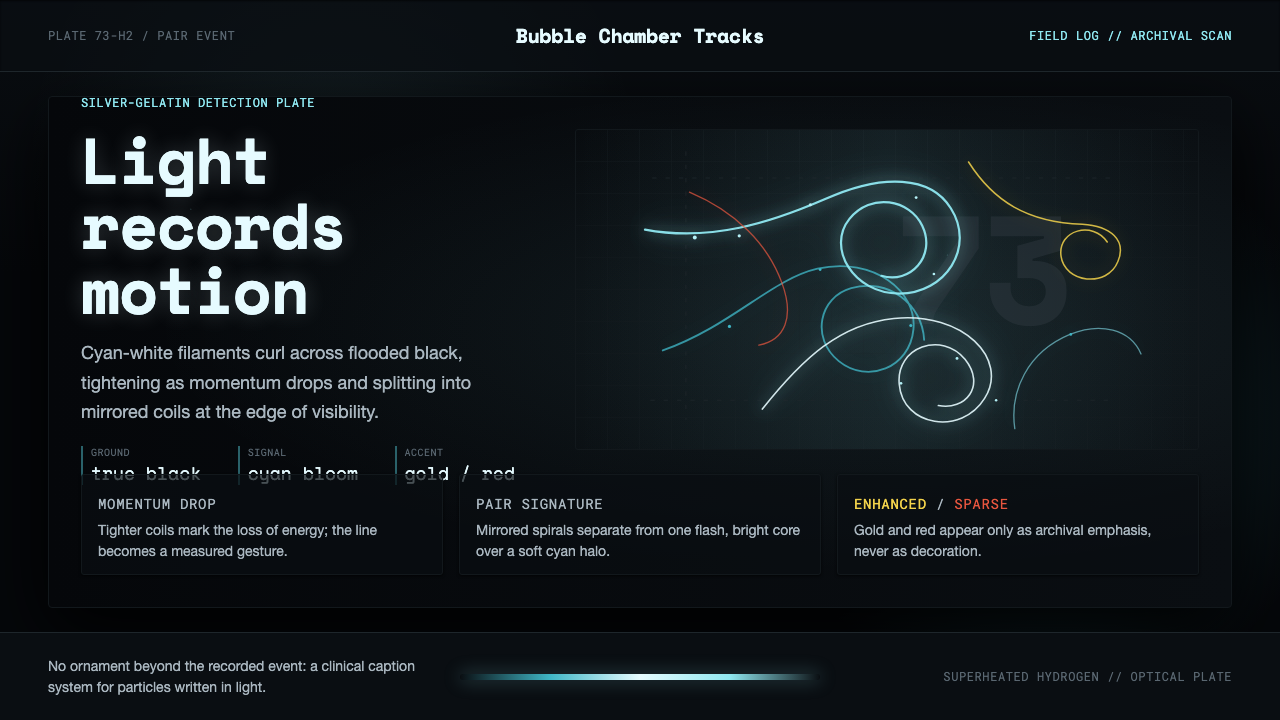 Bubble Chamber Tracks design style — example