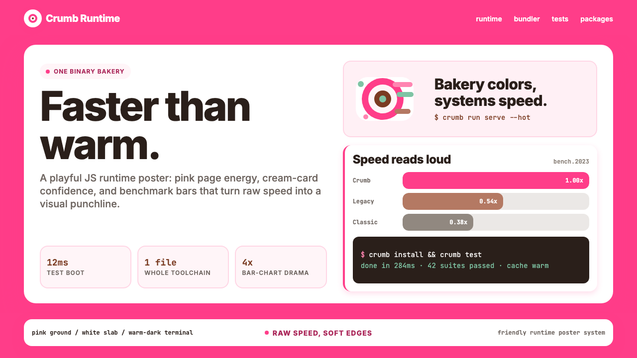 Bun JS Runtime Pink 2023 design style — example