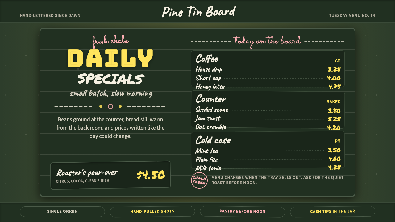 Chalkboard Cafe Menu (2010) design style