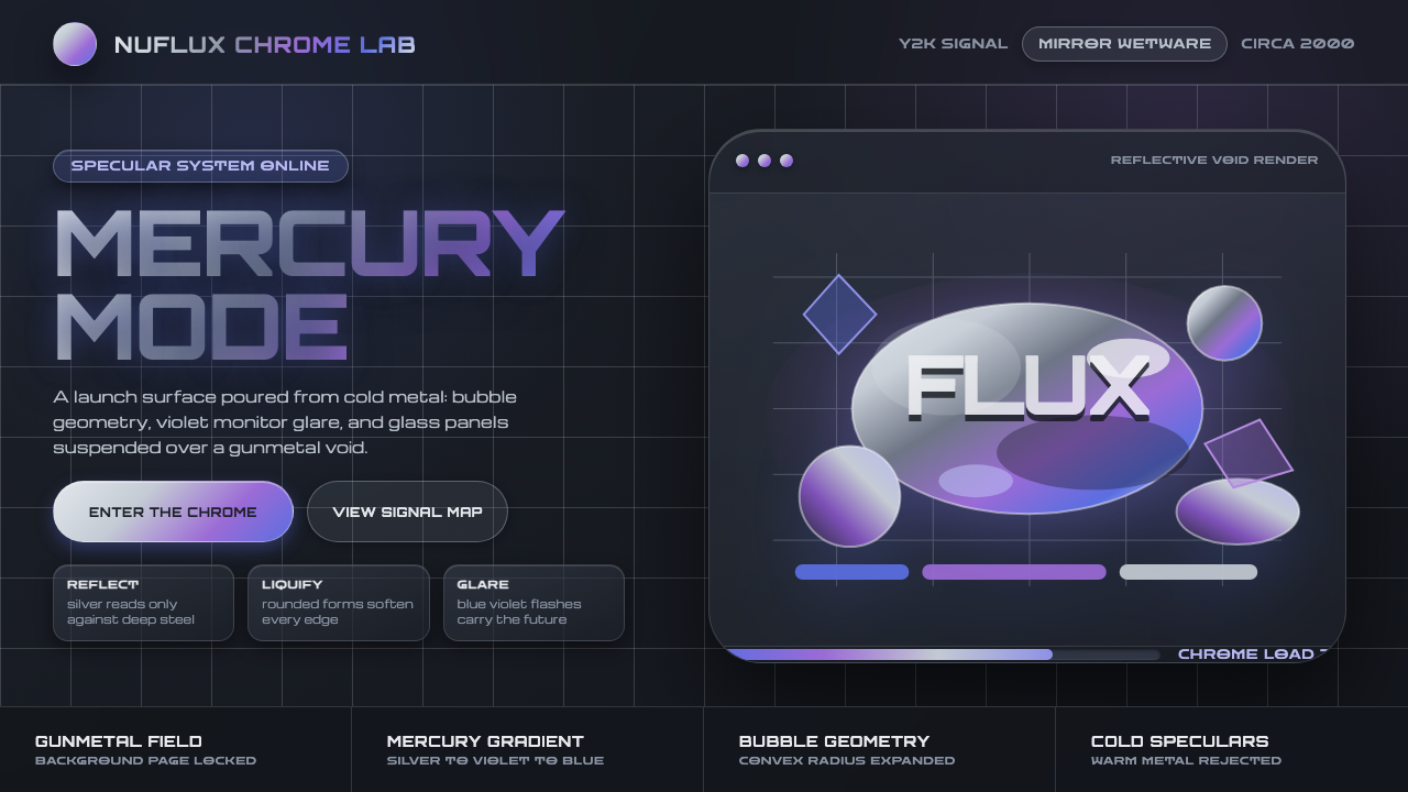 Liquid Chrome Y2K design style — example