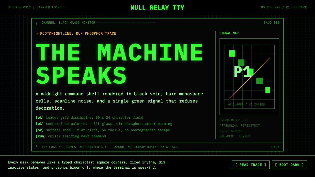 CLI Hacker Phosphor Green (1985) design style — example