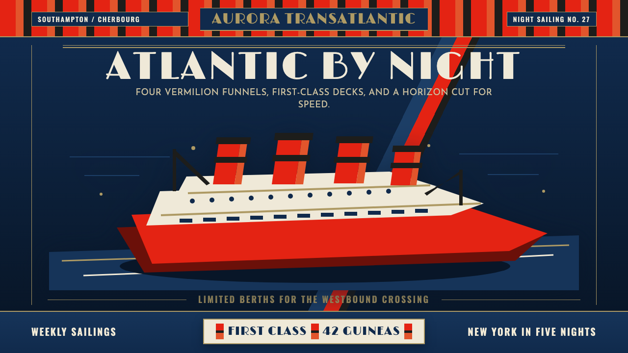 Cunard Liner Poster design style