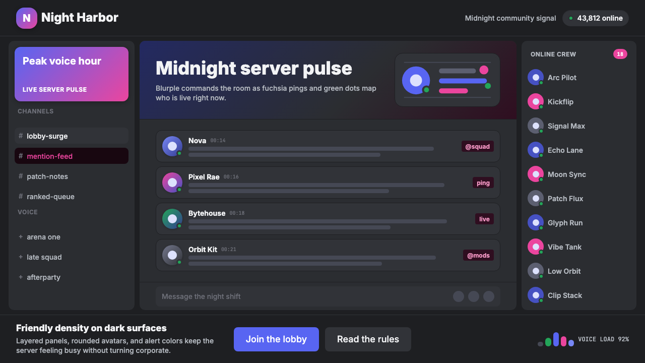 Discord Blurple Server (2020) design style — example