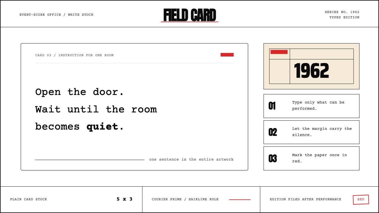 Fluxus Event Score (1962) design style