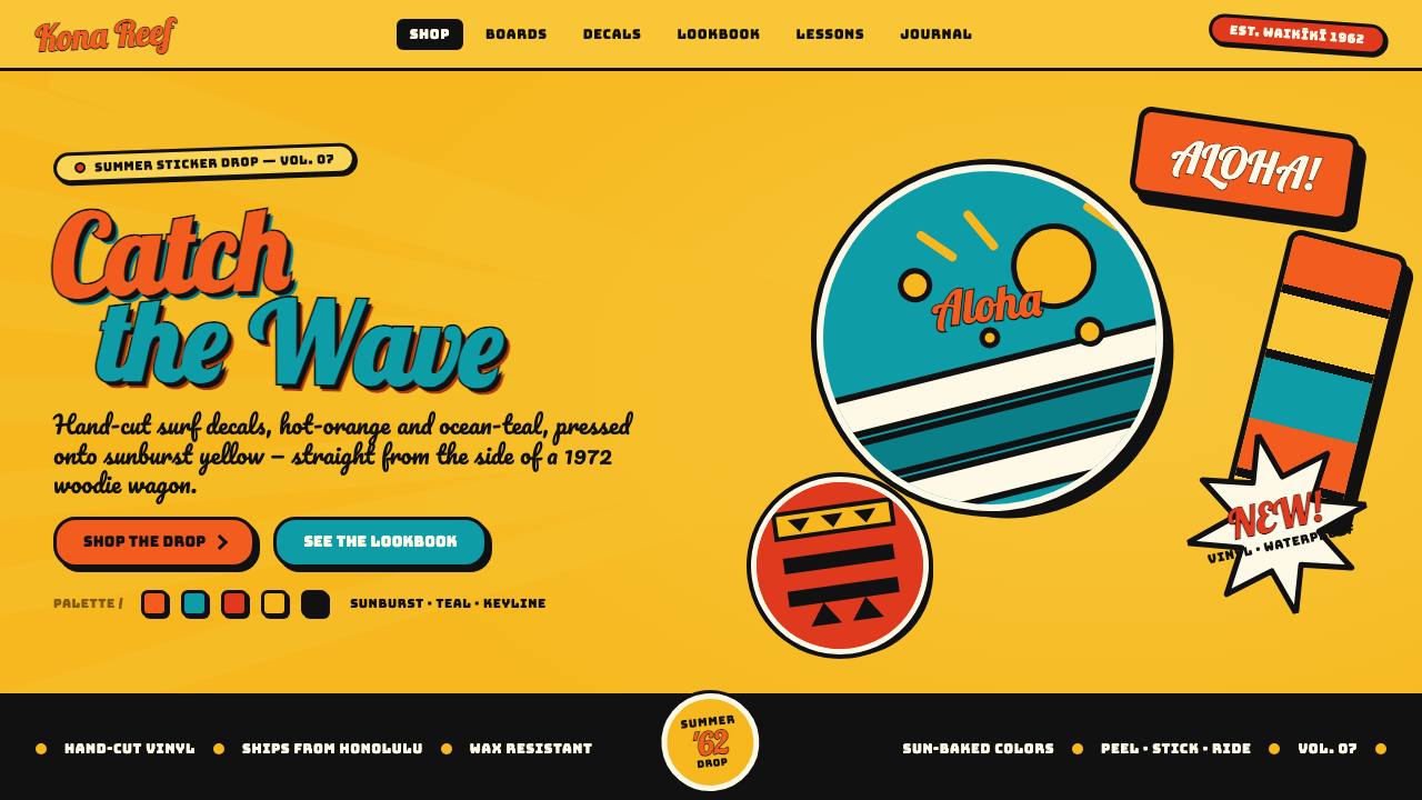 Hapa-Haole Surf Decal 设计风格示例