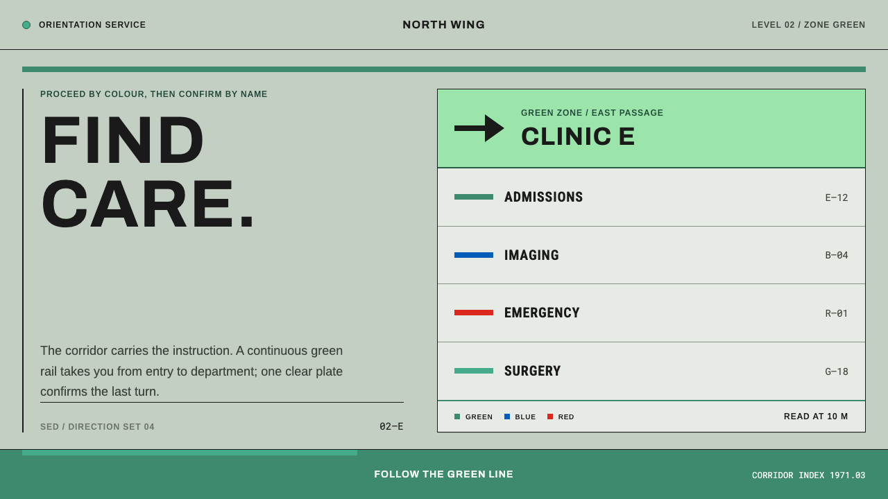 Hospital Wayfinding 1970 design style — example