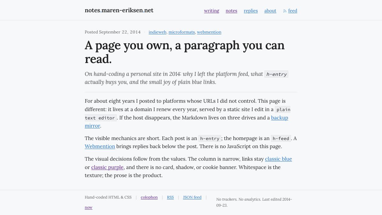 IndieWeb / Personal Site design style