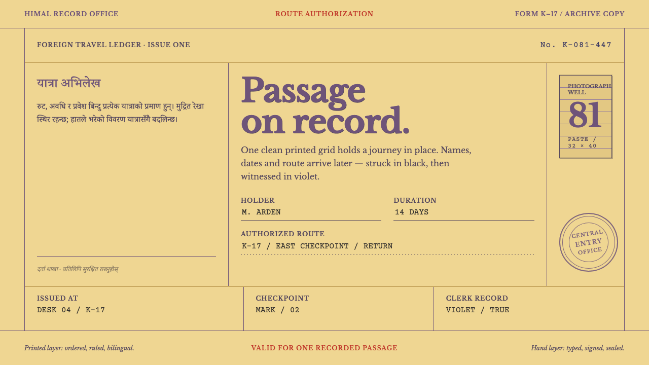 Trekking Permit 1980 design style — example