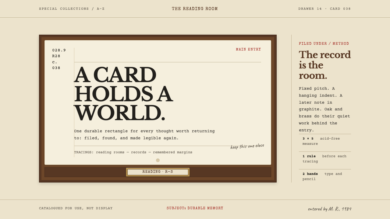 Card Catalogue Drawer design style — example