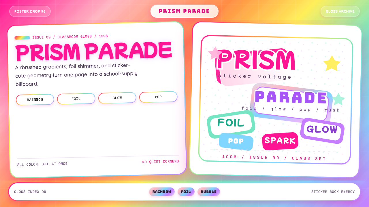 Lisa Frank Rainbow (90s) design style