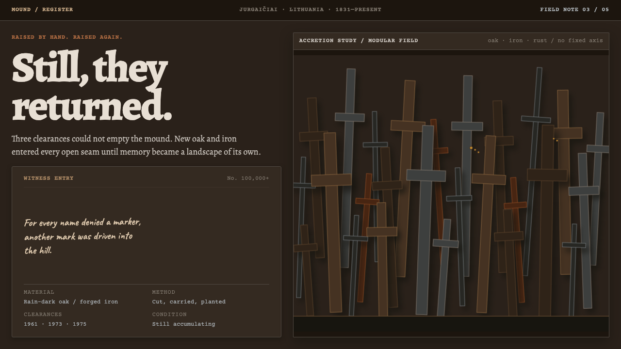 Hill of Crosses design style — example