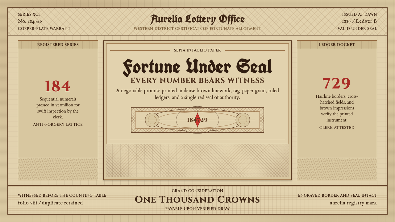 Engraved Lottery Ticket design style
