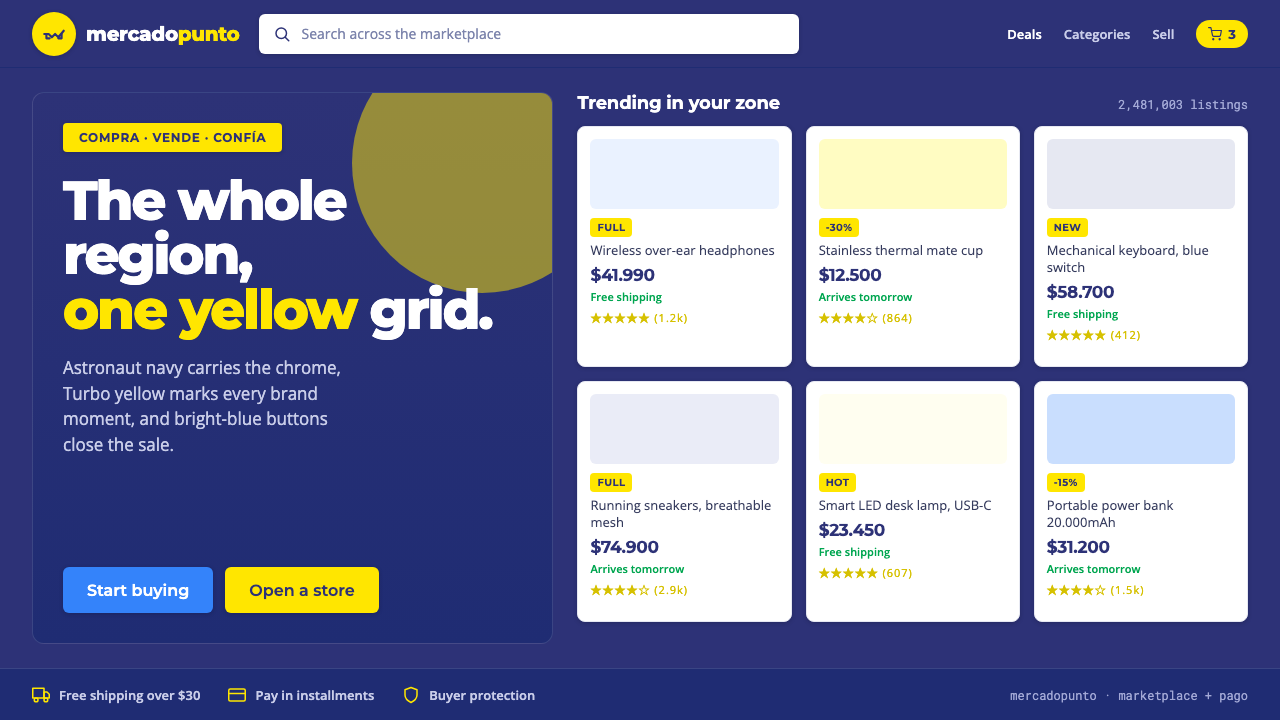 Mercado Libre Yellow 设计风格示例