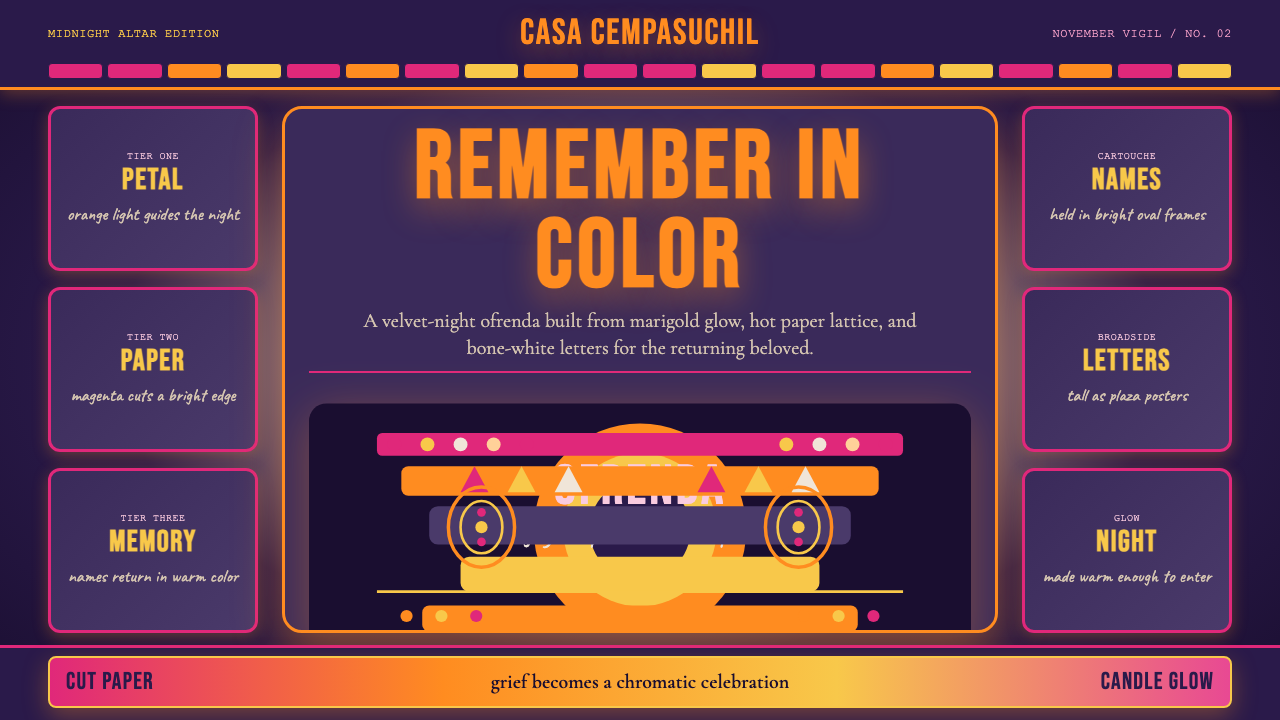 Mexican Día de Muertos (Marigold Ofrenda) design style — example