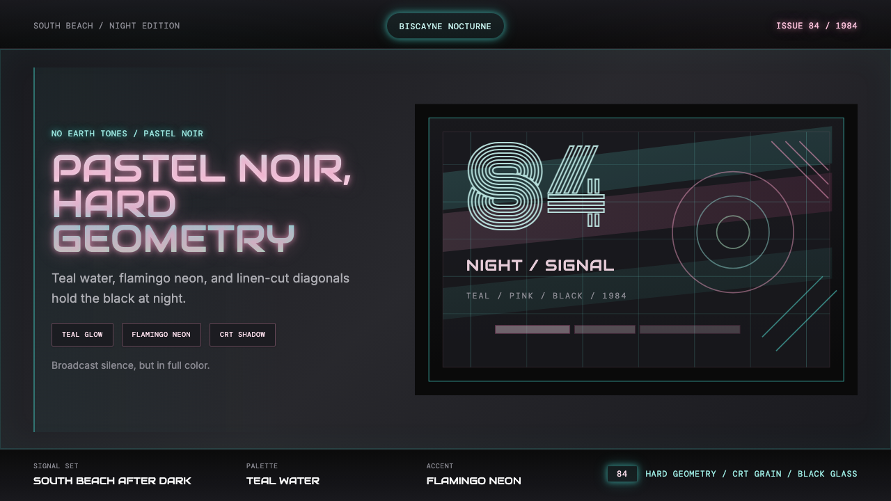 Miami Vice Pastel Teal (1984) design style