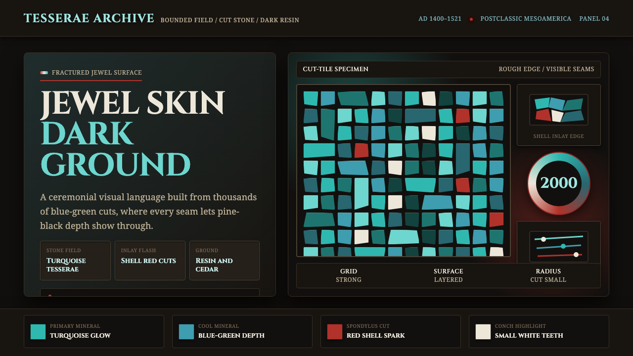 Mixtec Turquoise Mosaic design style