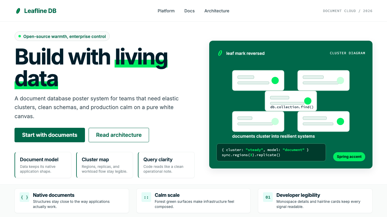 MongoDB Leaf Green design style
