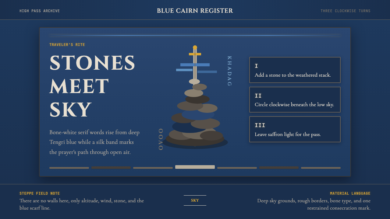 Mongolian Ovoo (Cairn Prayer Site) design style