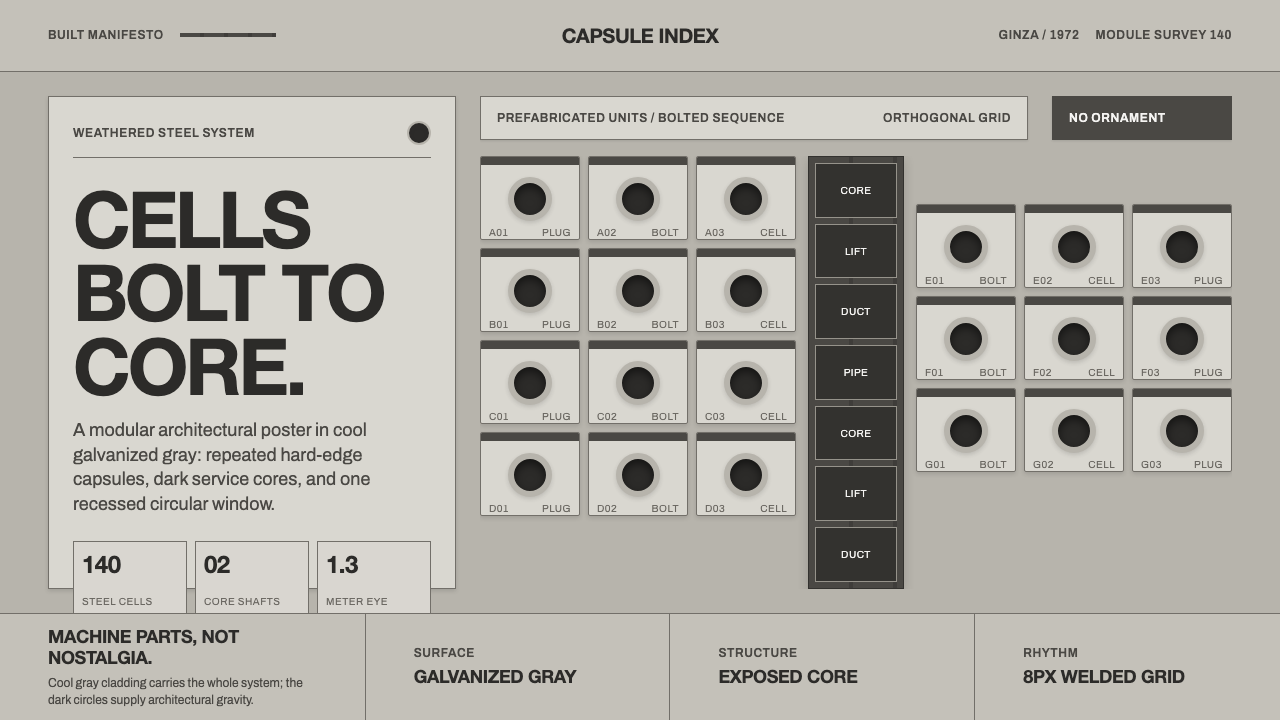 Nakagin Capsule Tower design style — example