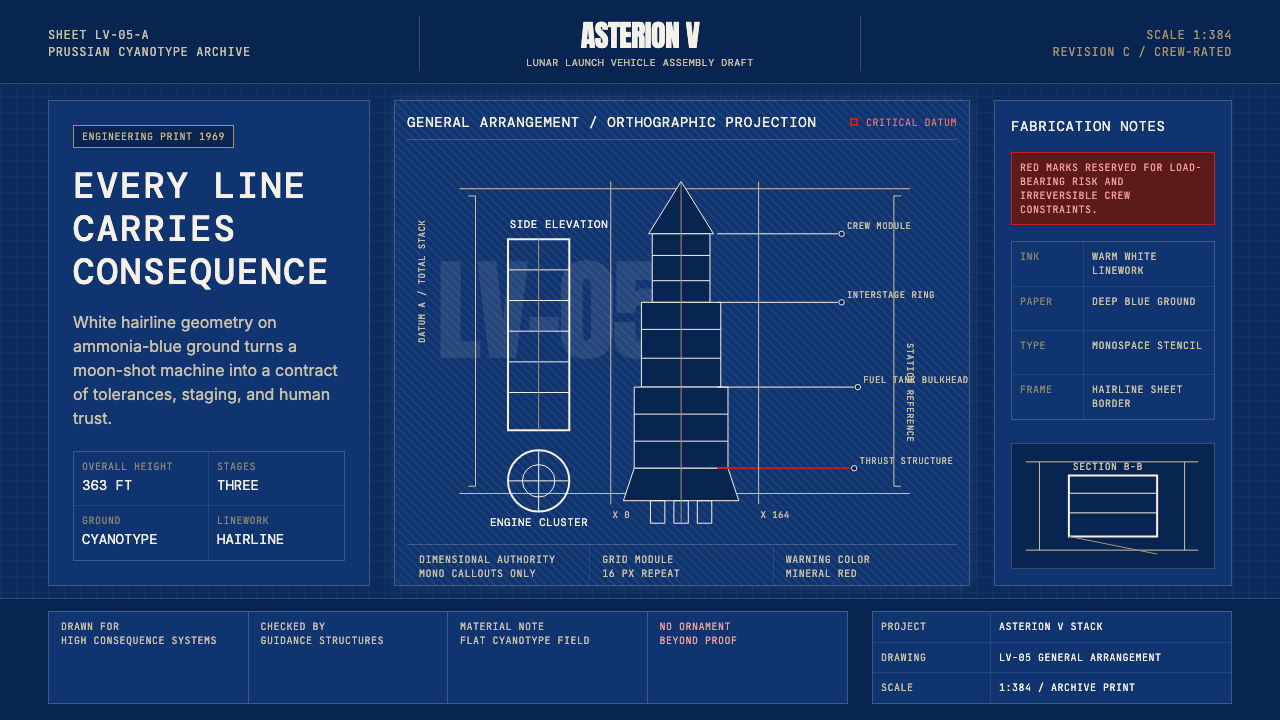NASA Saturn V Blueprint design style