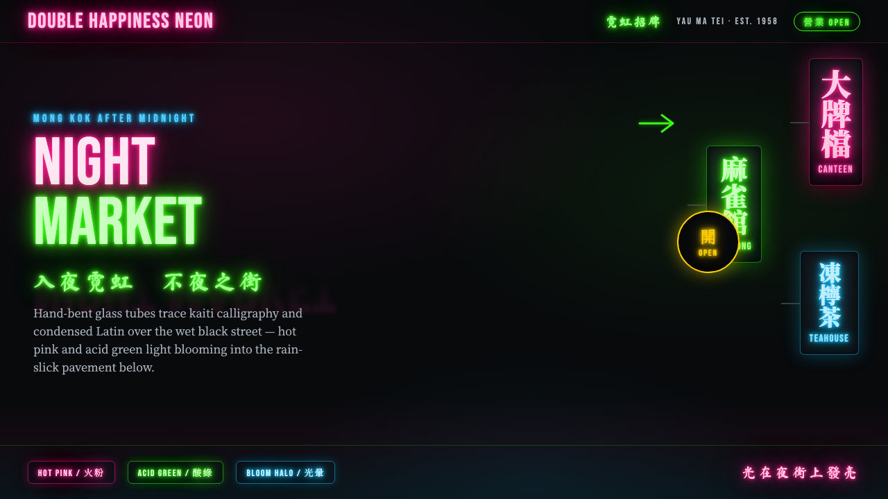 Hong Kong Neon Signboards design style