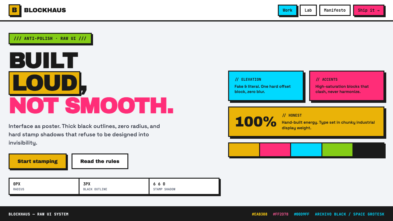 Neubrutalist Web Design 设计风格示例
