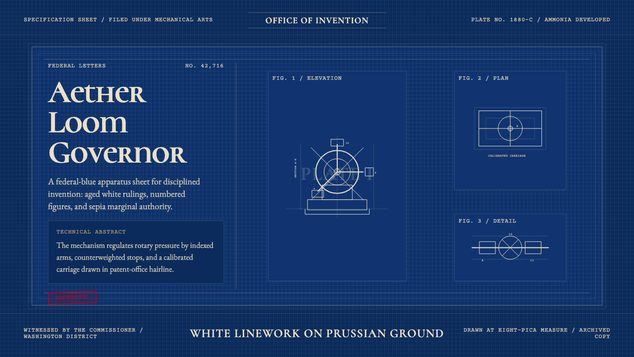 Patent Cyanotype Drawing (1880) design style