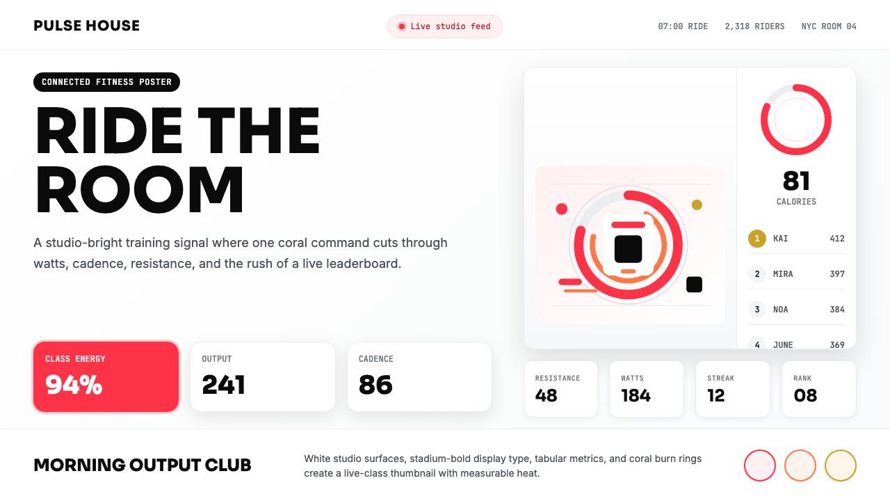 Peloton Fitness Coral (2020) design style — example