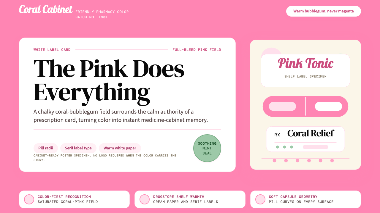 Pepto-Bismol Pink (1901) design style