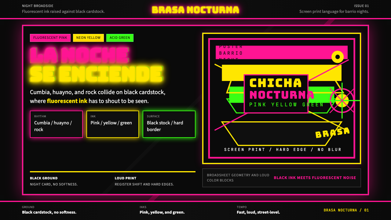 Peruvian Chicha Fluorescent Poster design style