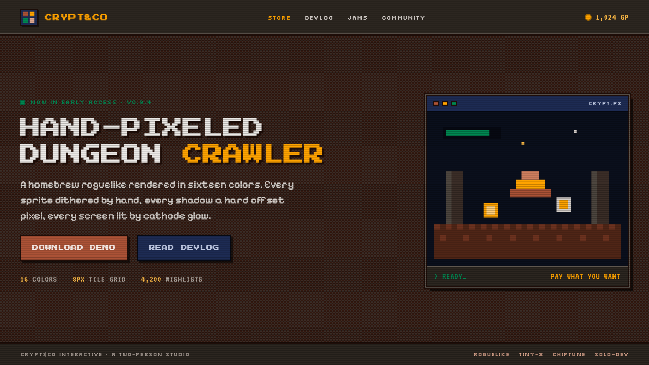 Indie Pixel-Art Game design style
