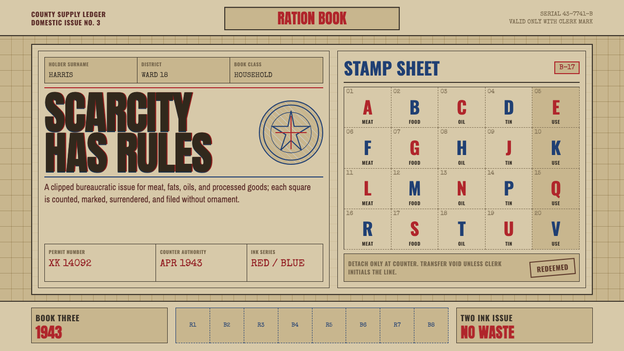 Wartime Ration Coupon design style