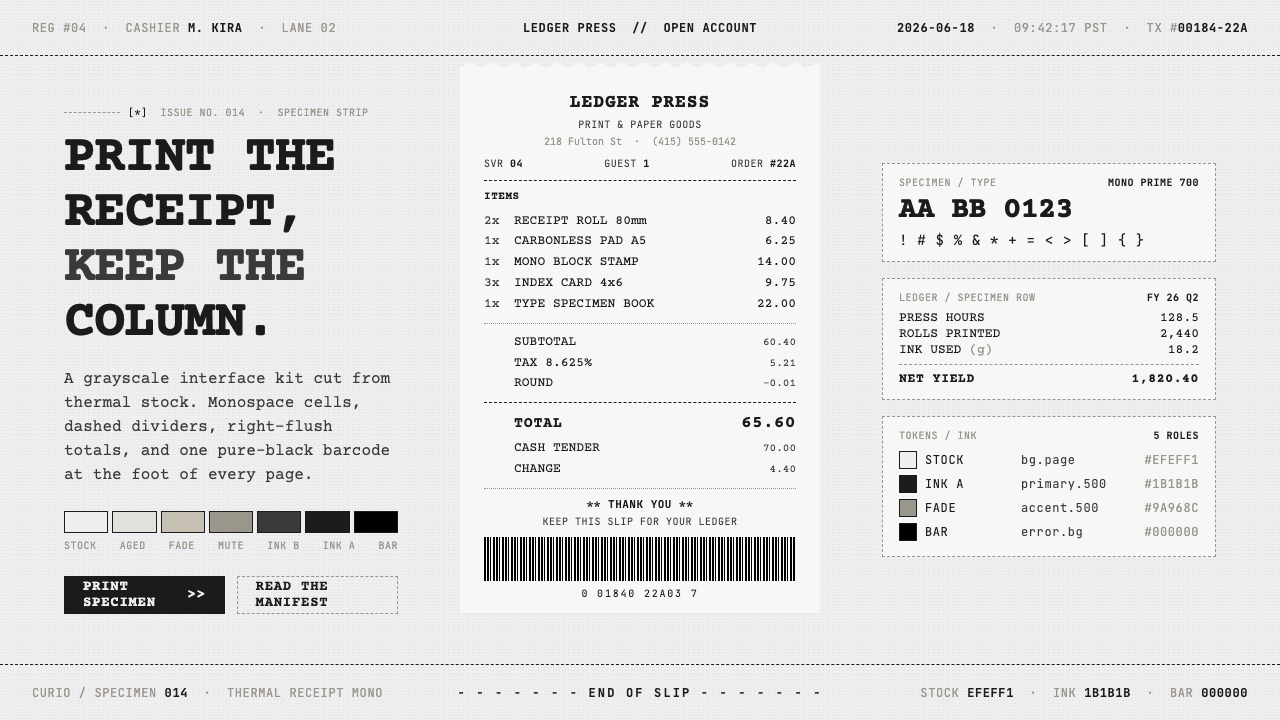 Thermal Receipt Mono design style